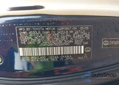 2005 Lexus Sc 430 z USA, uszkodzony, nr VIN JTHFN48Y350069980